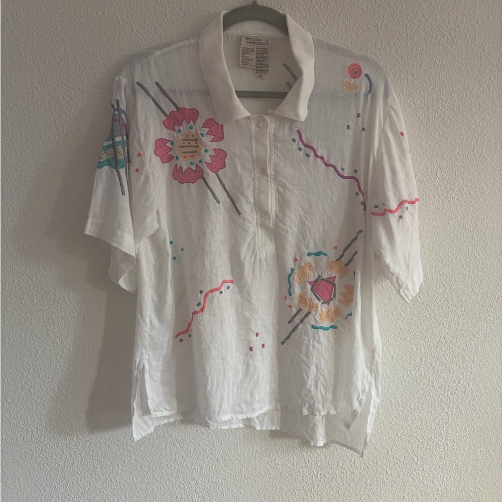 Mercedes & Adrienne & co 100% linen vintage top size 4